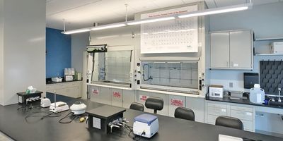 Fume hoods in a laboratory