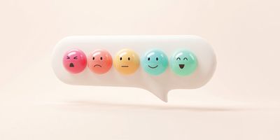 Set of emoji in speech bubble with sad and happy moods